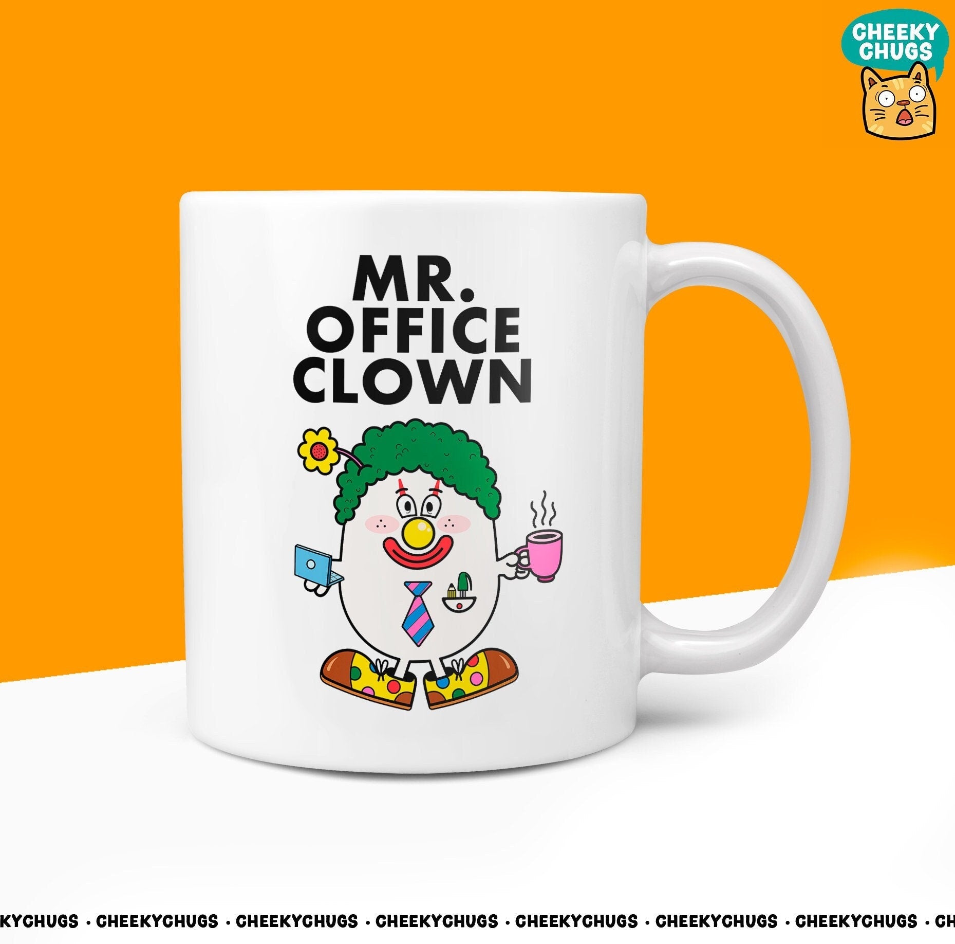 Novelty Mr OFFICE CLOWN Mug Funny Men Mr Him Gift Secret Santa Present Unique Ceramic Novelty Office Birthday Christmas 10oz Coffee Tea Cup - CheekyChugs