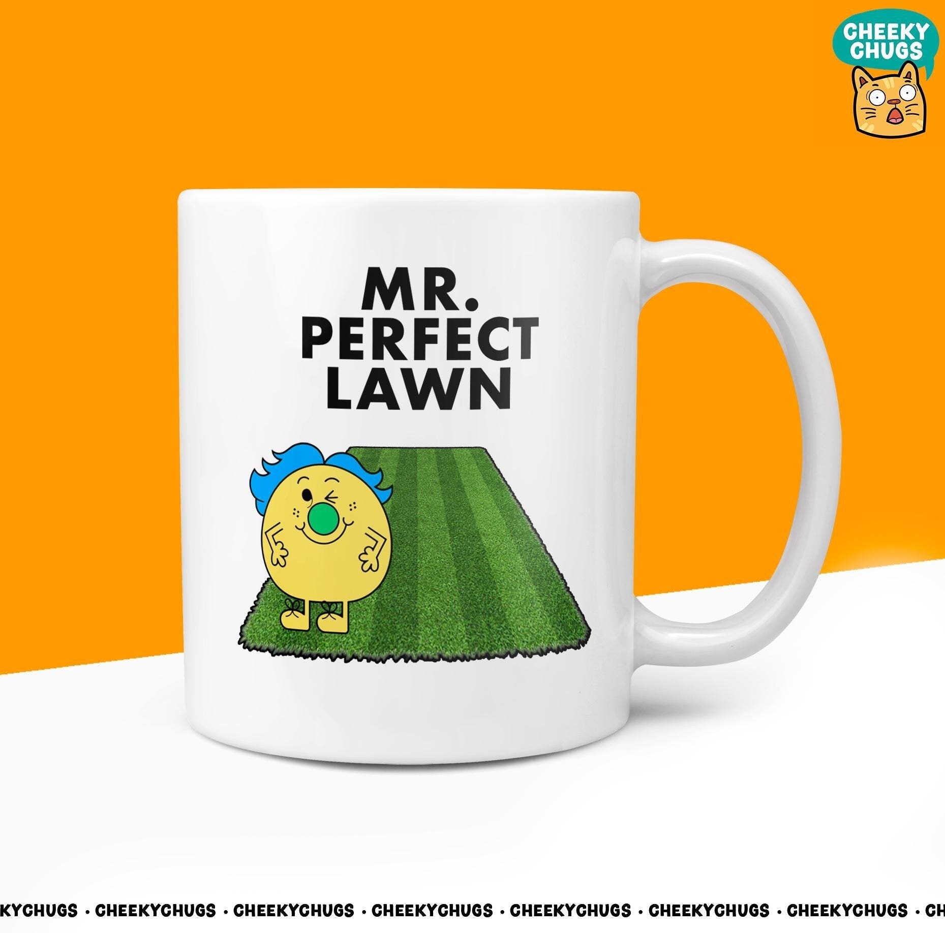 Novelty MR PERFECT LAWN 10oz Coffee Mug - Funny Men Him Male Character Cup For Christmas Birthday Gift Present Friend Coffee Mugs - CheekyChugs