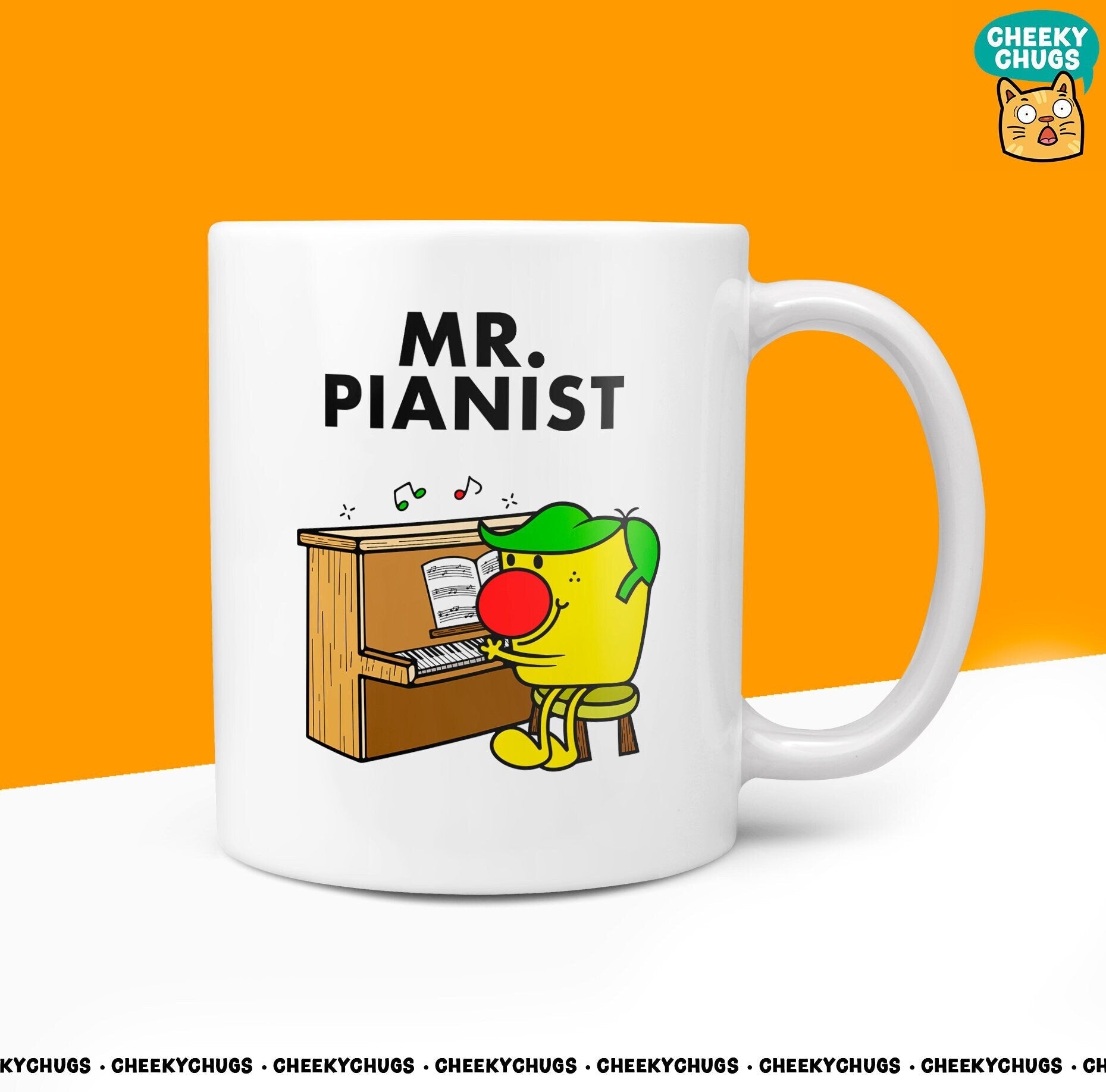 Novelty MR PIANIST 10oz Coffee Mug - Gift For Men Him Dad Teach Male Piano Teacher Organ Band Gifts Birthday Christmas Player Present - CheekyChugs