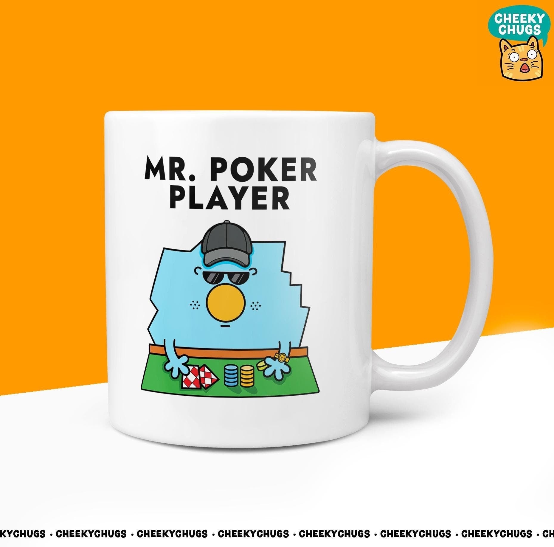 Novelty MR POKER PLAYER Mug Funny Men Mr Him Gift Secret Santa Present Unique Ceramic Novelty Office Birthday Christmas Coffee Tea Cup - CheekyChugs