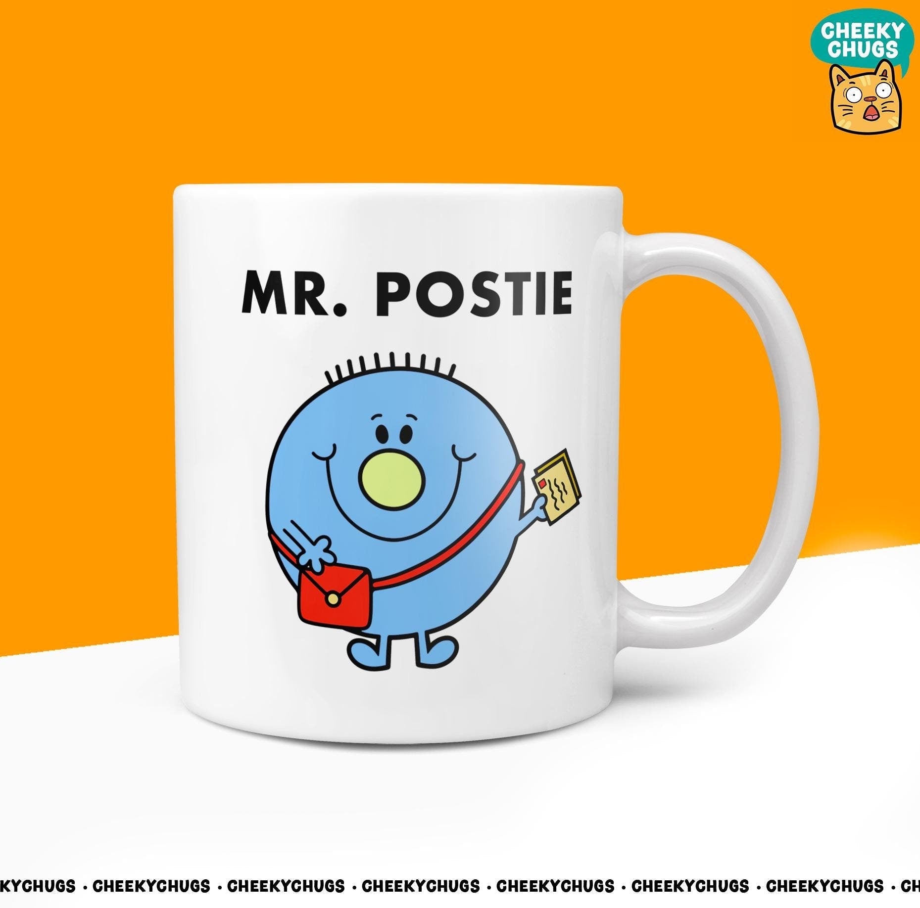 Novelty MR POSTIE 10oz Coffee Mug - Funny Men Him Male Character Cup For Postman Christmas Birthday Gift Present Friend Coffee Mugs - CheekyChugs