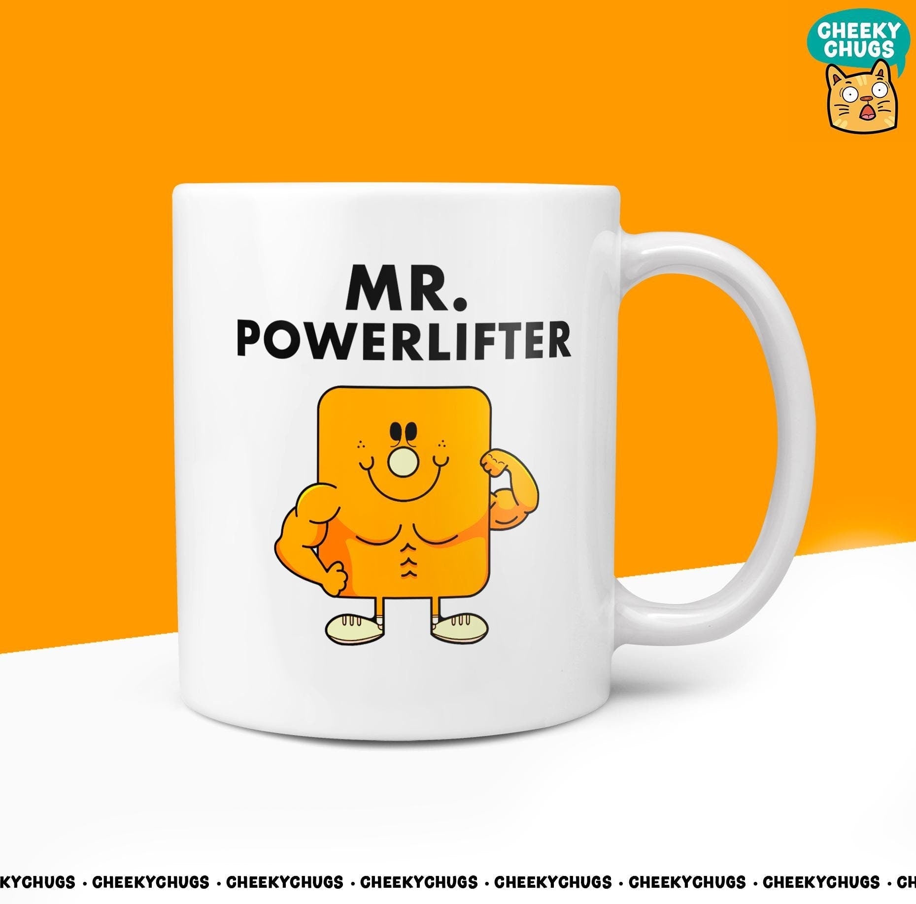 Novelty MR POWERLIFTER 10oz Coffee Mug - Funny Men Him Male Character Cup For Gym Weights Christmas Birthday Gift Present Friend Coffee Mugs - CheekyChugs