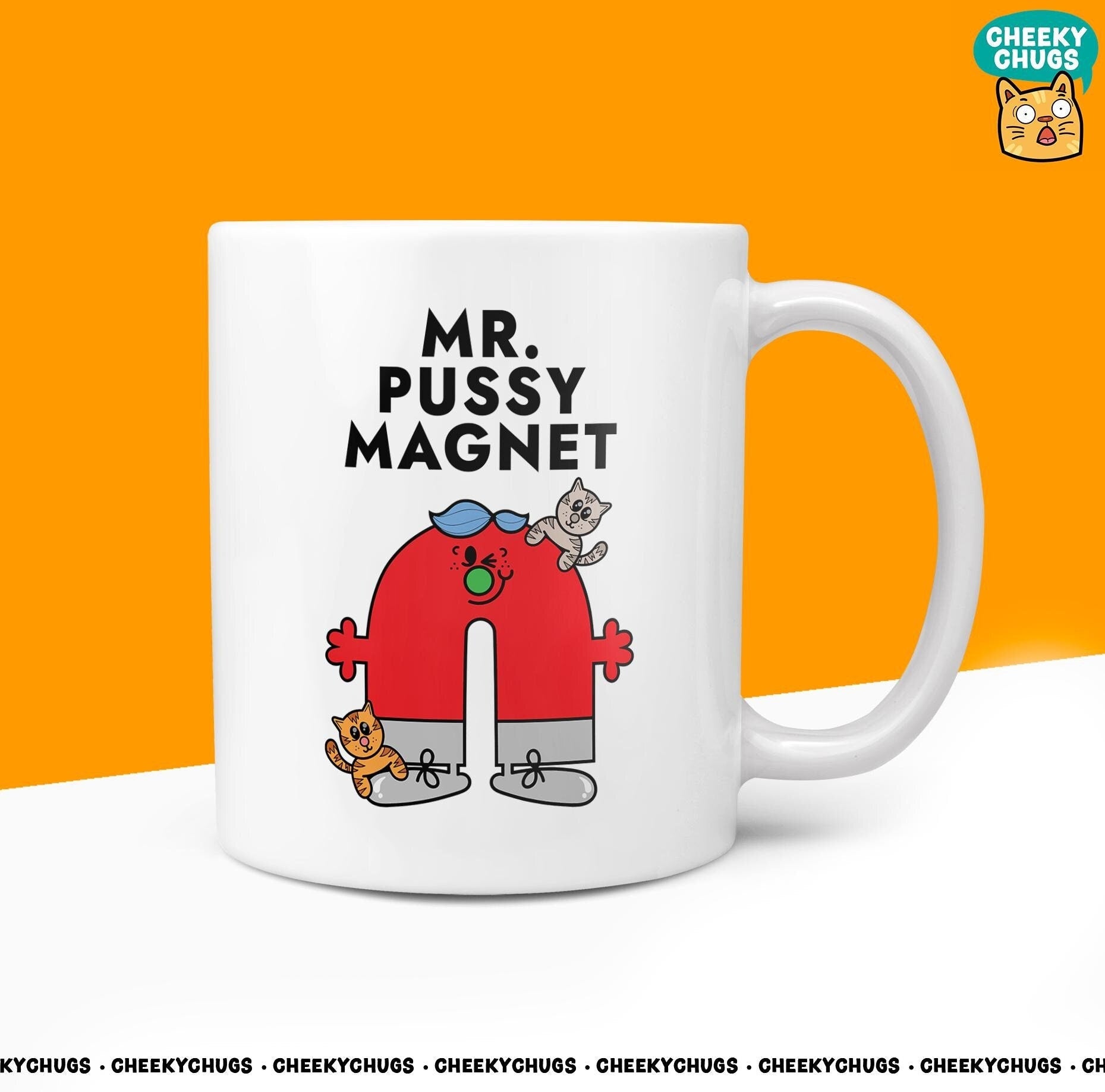 Novelty MR PUSSY MAGNET Mug Funny Men Mr Him Gift Valentines Present Unique Boyfriend Husband Office Birthday Gifts 10oz Coffee Tea Cup - CheekyChugs