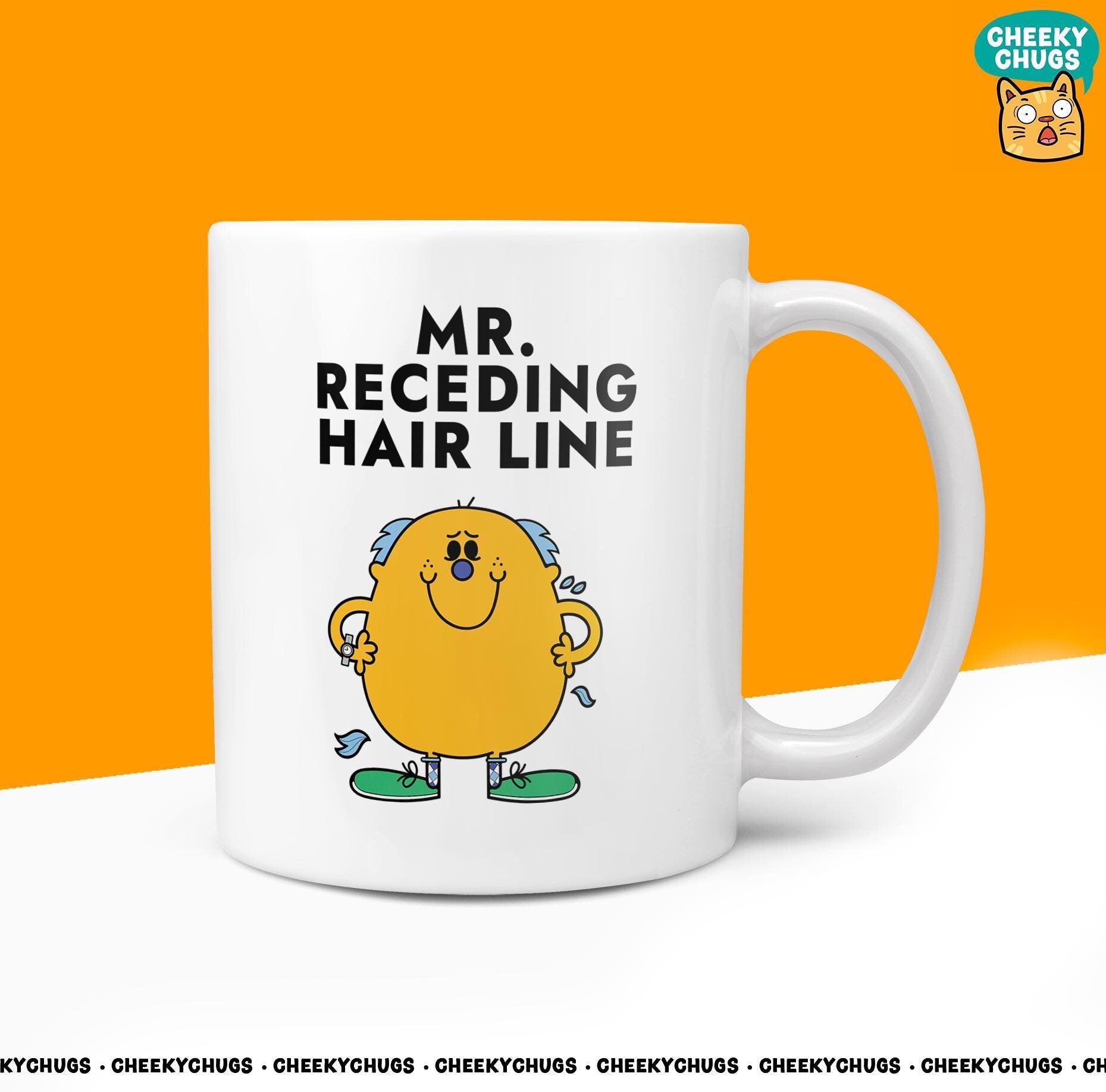 Novelty Mr RECEDING HAIR LINE Mug Funny Men Mr Him Gift Secret Santa Bald Present Unique Ceramic Novelty Office Birthday Christmas Tea Cup - CheekyChugs