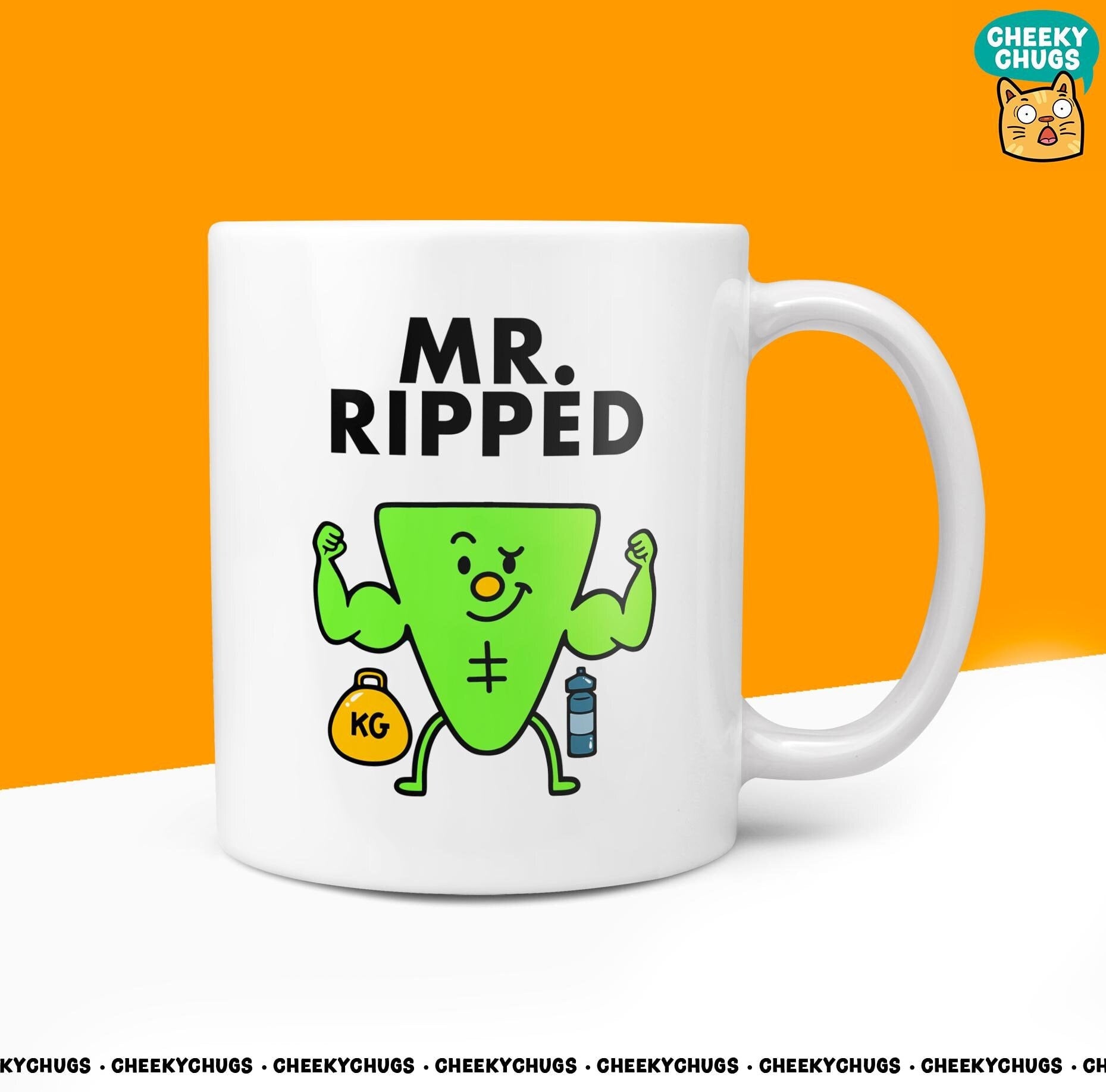Novelty MR RIPPED 10oz Coffee Mug - Funny Men Him Male Character Cup For Gym Weights Christmas Birthday Gift Present Friend Coffee Mugs - CheekyChugs