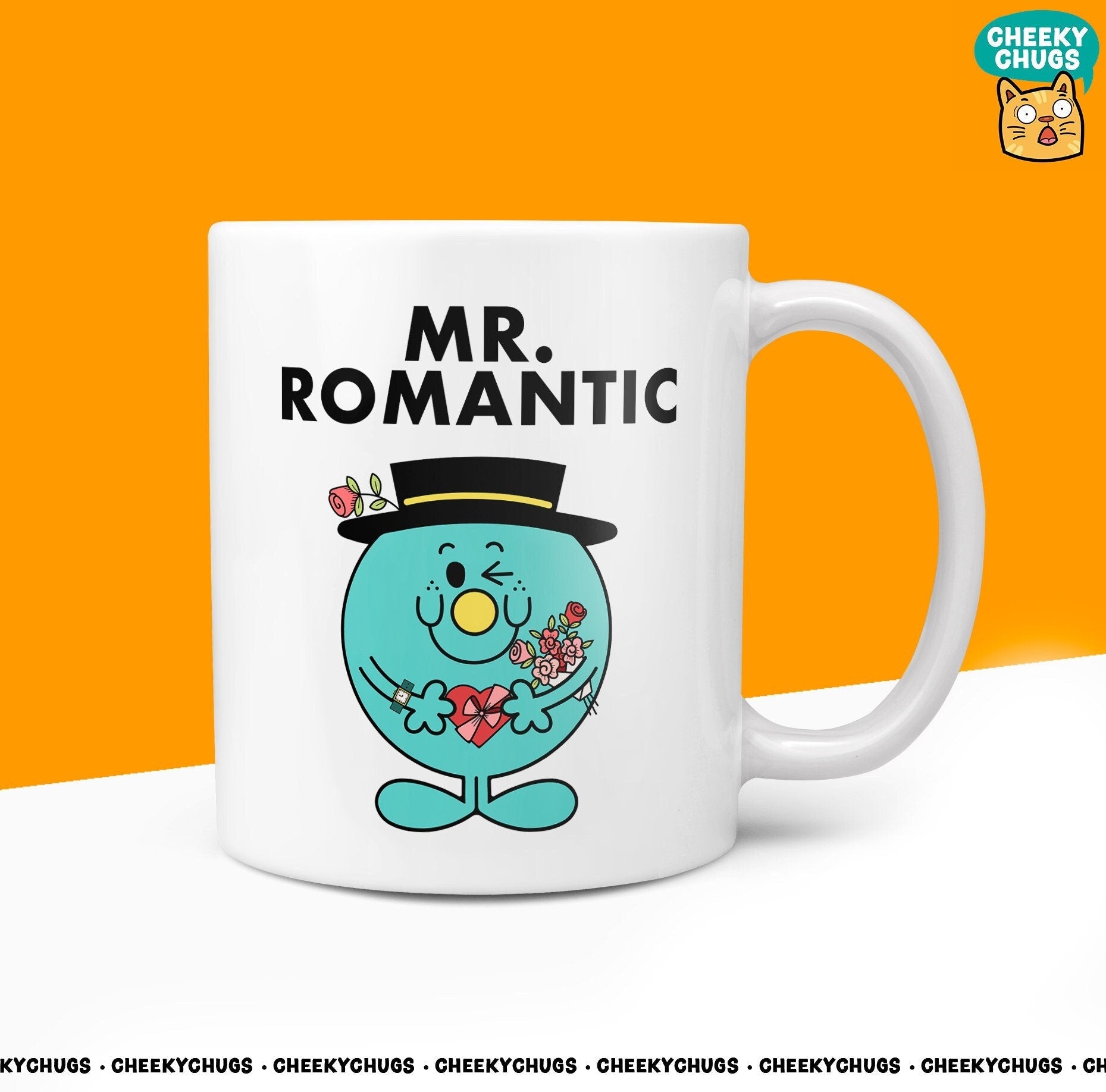 Novelty MR ROMANTIC Mug Funny Men Mr Him Gift Valentines Present Unique Boyfriend Husband Office Birthday Gifts 10oz Coffee Tea Cup - CheekyChugs