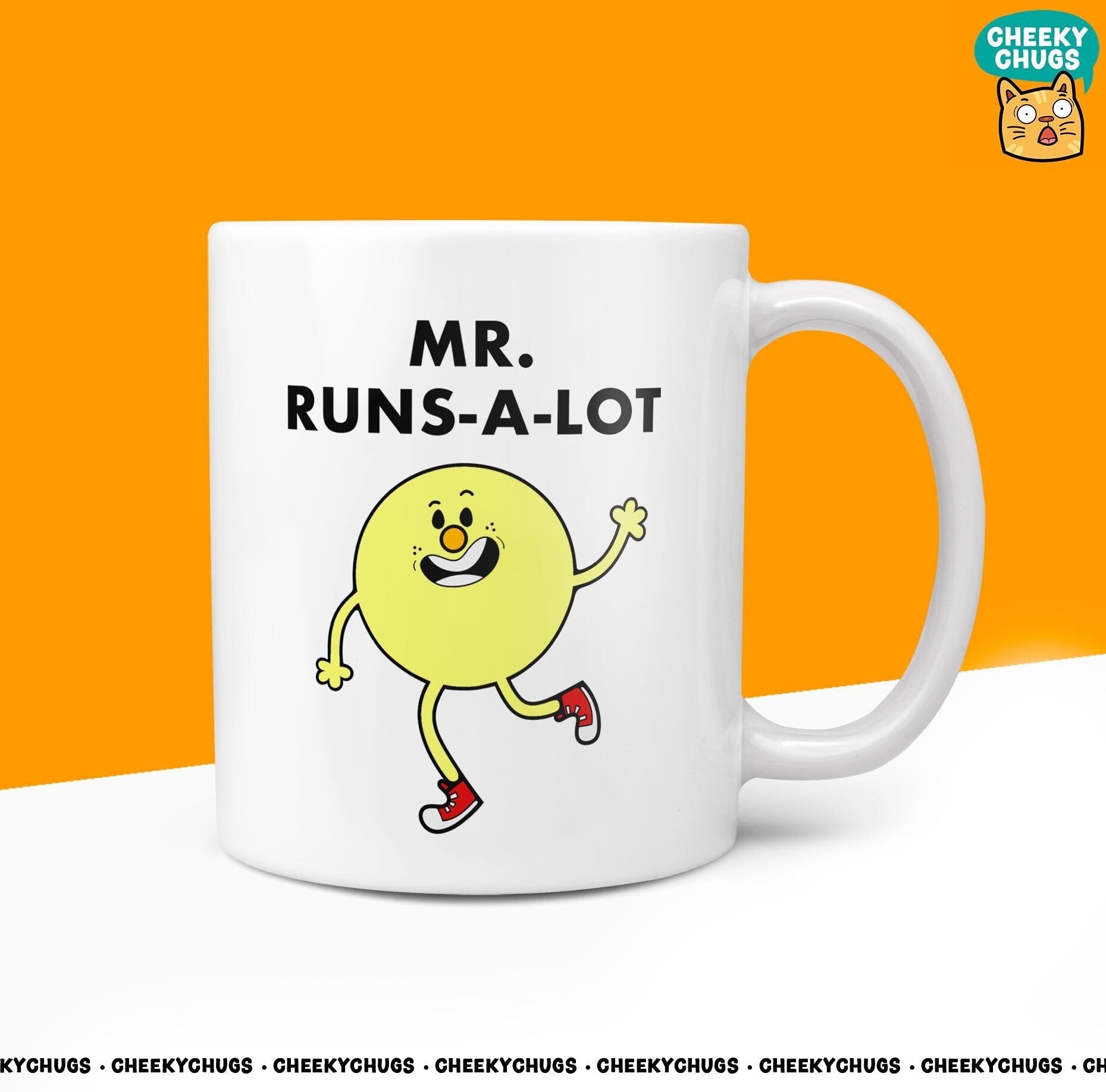 Novelty Mr RUNS A LOT 10oz Coffee Mug - Funny Men Male Cup For Secret Santa Christmas Birthday Running Marathon Run Friend Office Coffee - CheekyChugs
