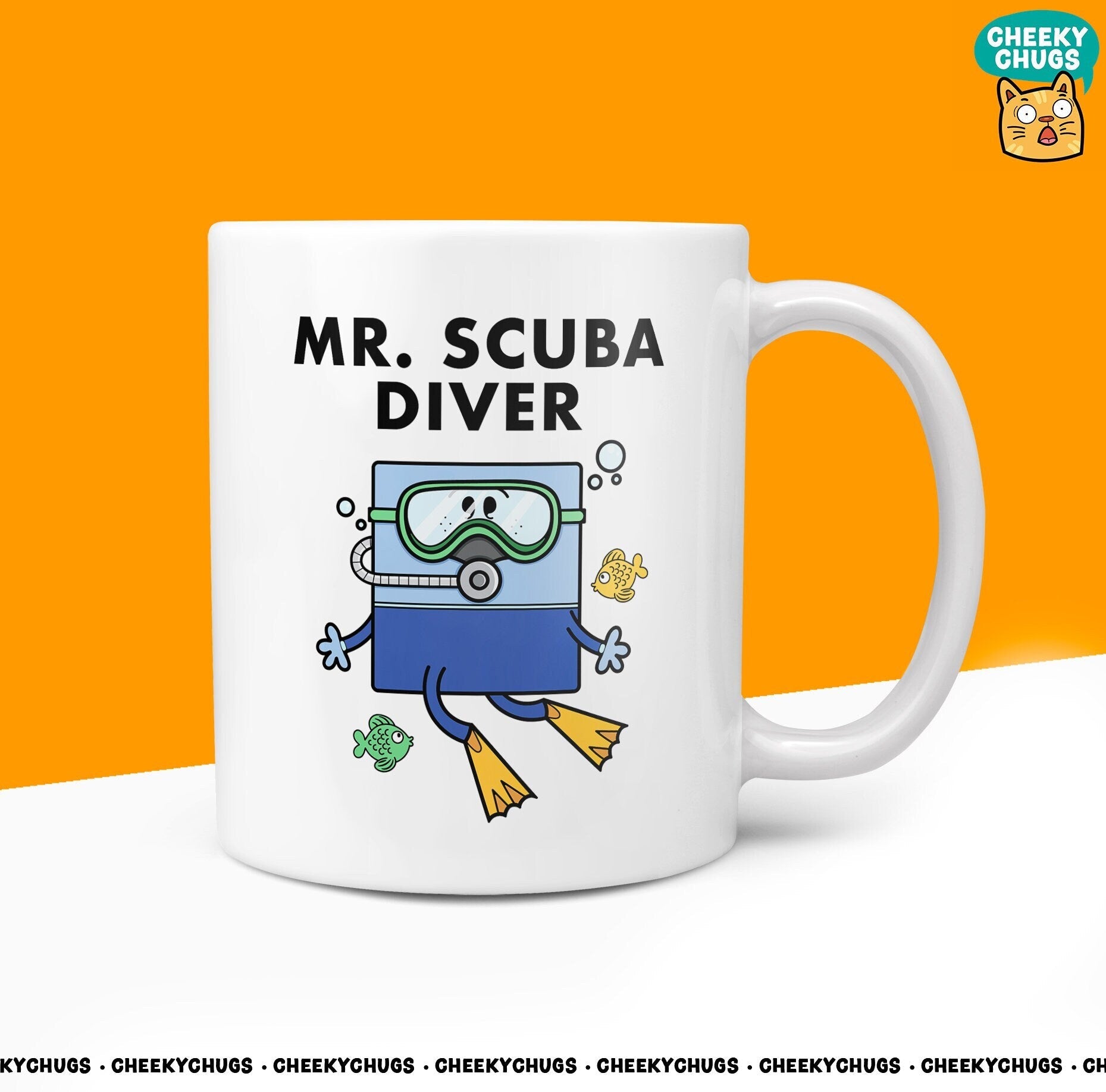 Novelty MR SCUBA DIVER Mug Funny Men Mr Him Gift Secret Santa Present Ceramic Novelty Office Birthday Christmas 10oz Coffee Tea Cup - CheekyChugs