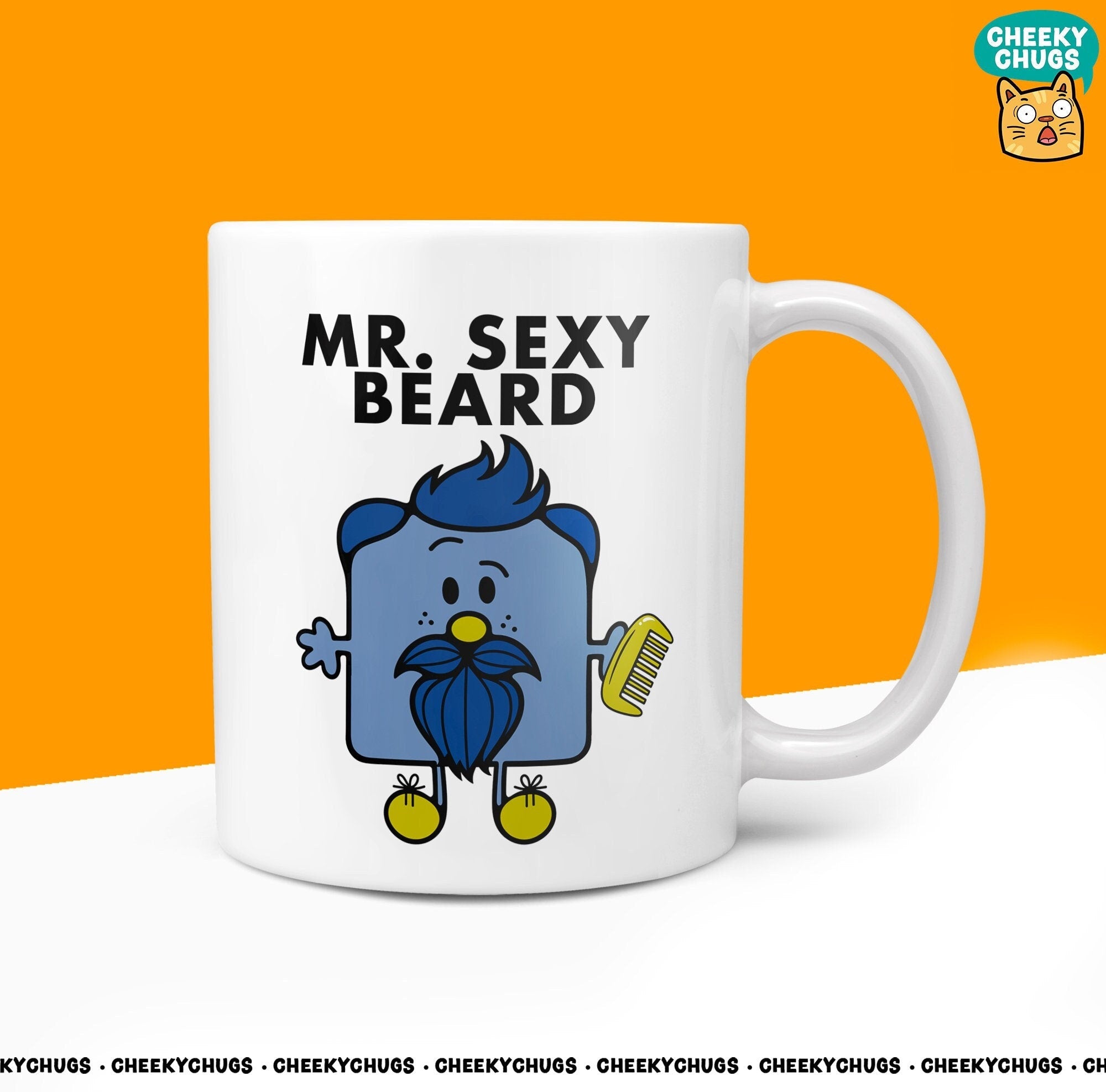 Novelty Mr SEXY BEARD Mug Funny Men Mr Him Gift Secret Santa Present Unique Ceramic Novelty Office Birthday Christmas 10oz Coffee Tea Cup - CheekyChugs