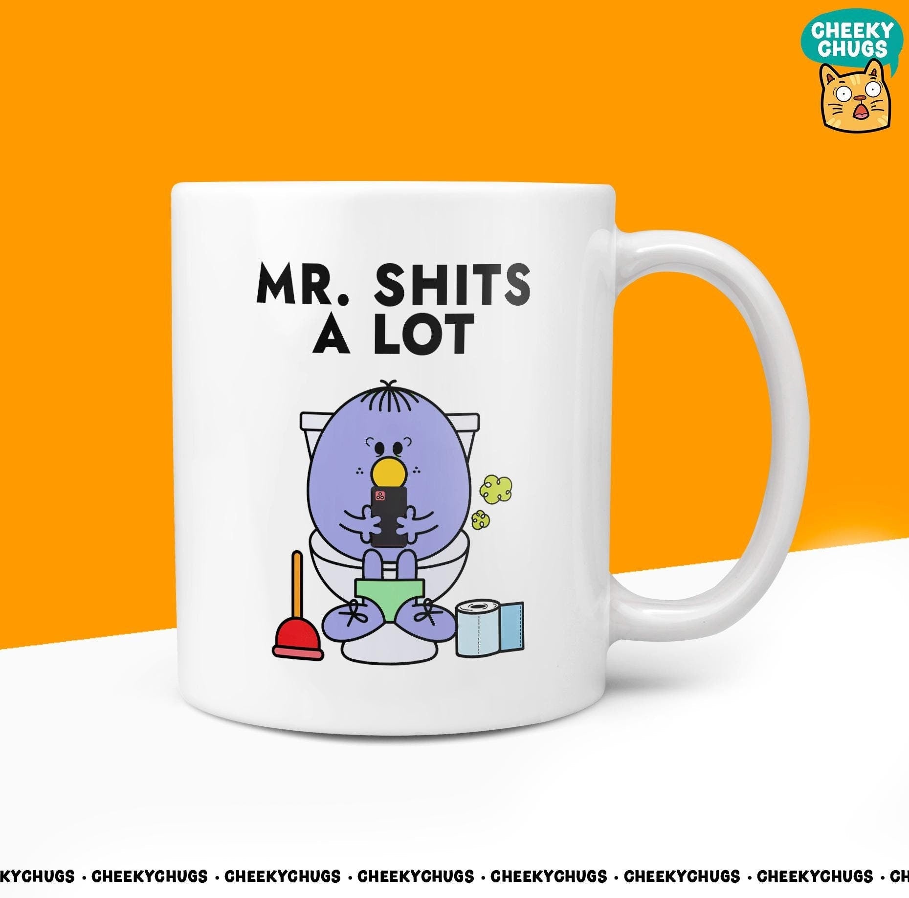 Novelty MR SHITS A LOT Mug Funny Men Mr Him Gift Secret Santa Present Unique Ceramic Dad Office Birthday Christmas Coffee Tea Cup - CheekyChugs