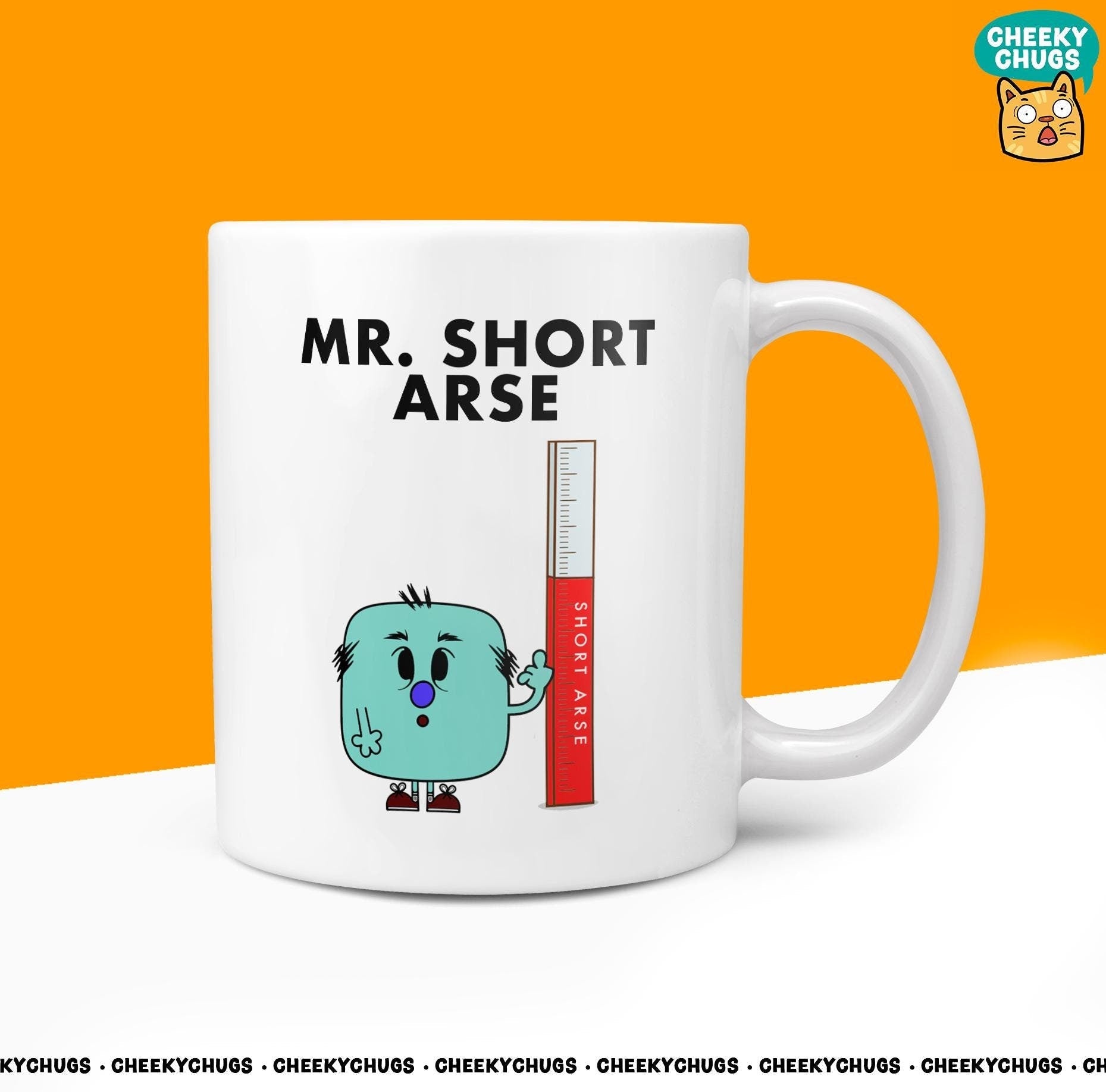 Novelty MR SHORT ARSE 10oz Coffee Mug - Funny Men Mans Him Dad Cup For Christmas Birthday Gift Present Friend Small Tiny Coffee Mugs - CheekyChugs
