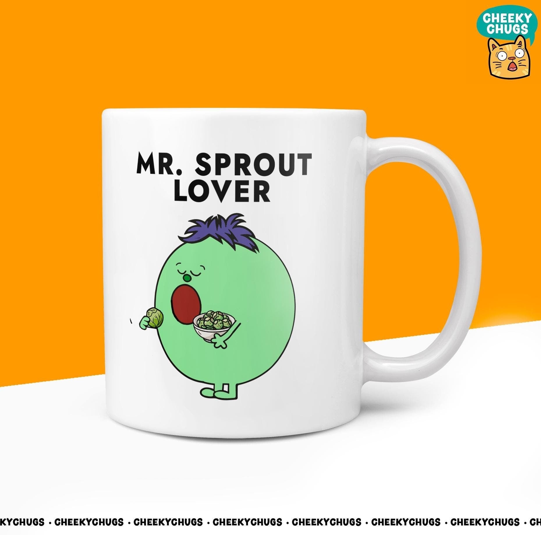 Novelty MR SPROUT LOVER Mug Funny Men Mr Him Gift Secret Santa Present Unique Ceramic Novelty Office Birthday Christmas Coffee Tea Cup - CheekyChugs