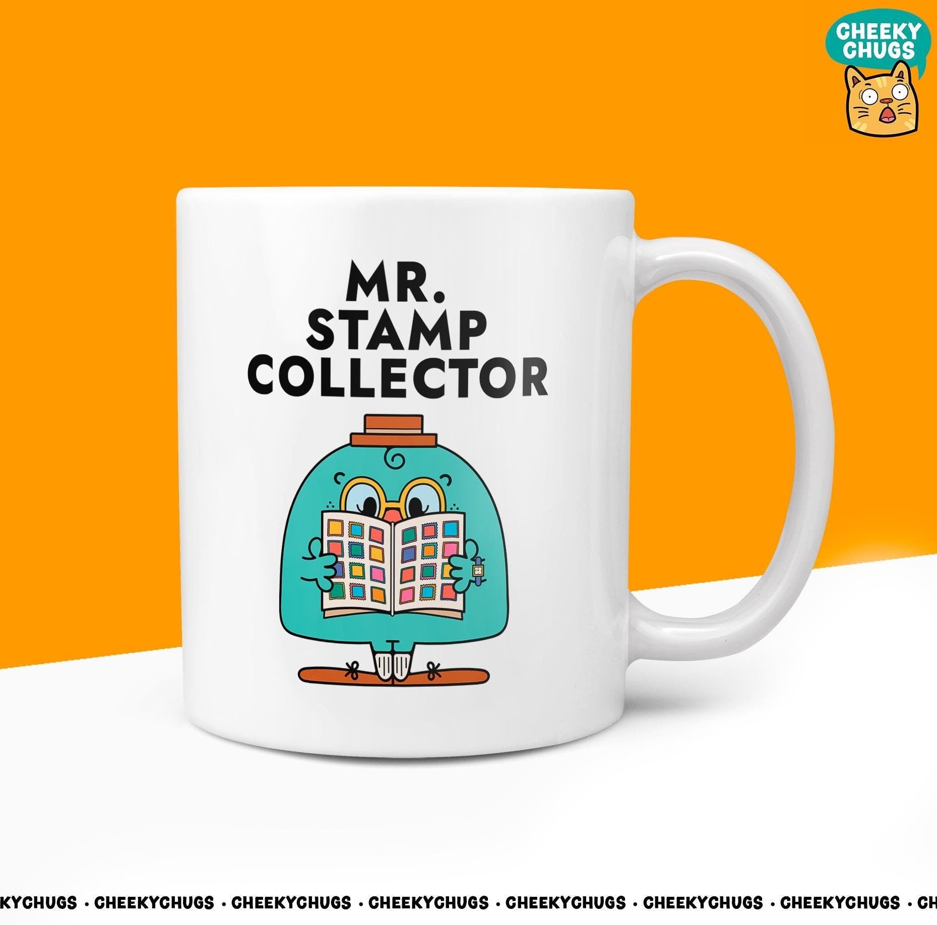 Novelty MR STAMP COLLECTOR Mug Funny Men Mr Him Gift Secret Santa Present Unique Ceramic Boyfriend Office Birthday Christmas Coffee Tea Cup - CheekyChugs