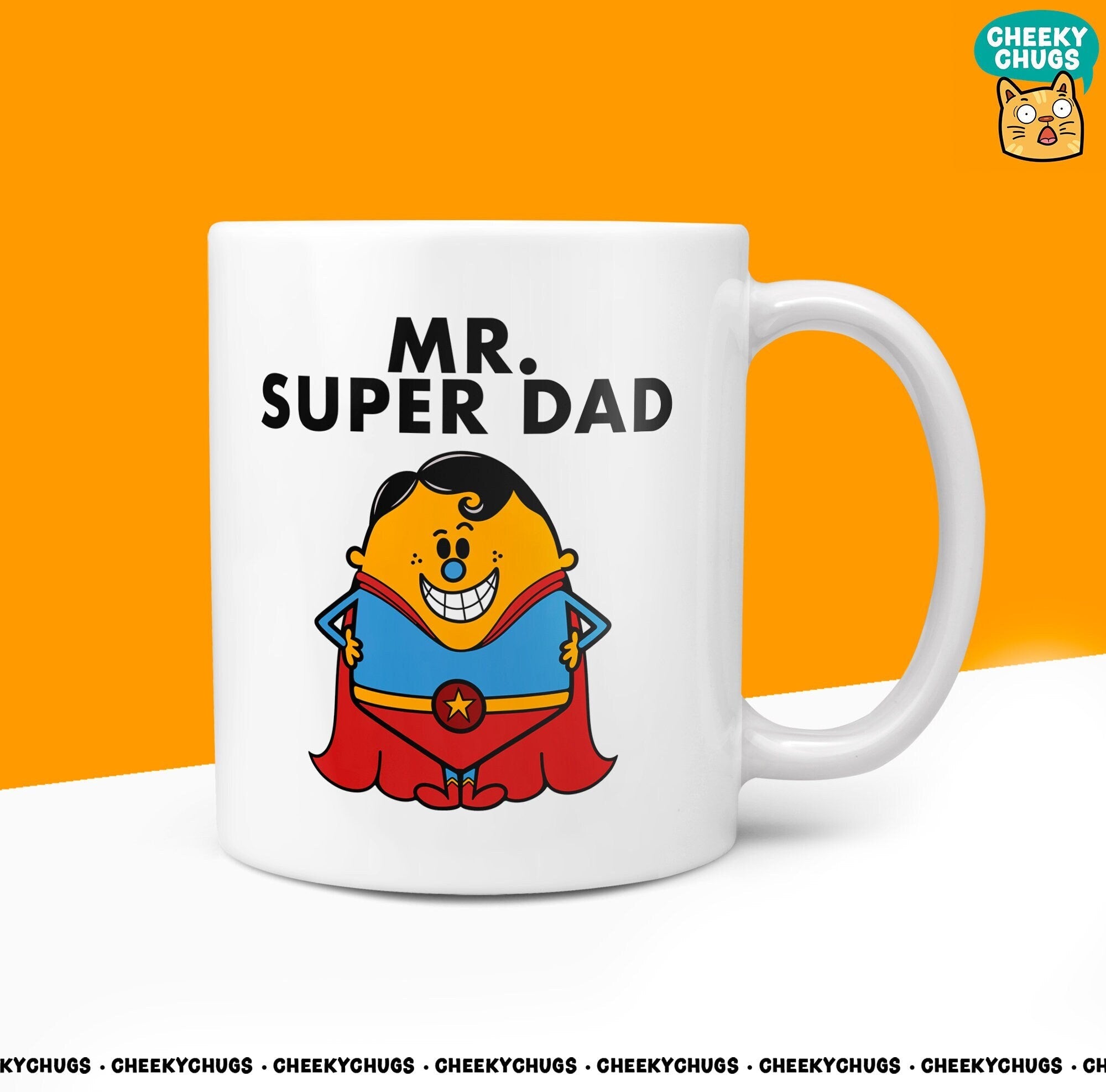 Novelty Mr SUPER DAD Mug Funny Men Mr Him Gift Secret Santa Present Unique Ceramic Novelty Office Birthday Christmas 10oz Coffee Tea Cup - CheekyChugs