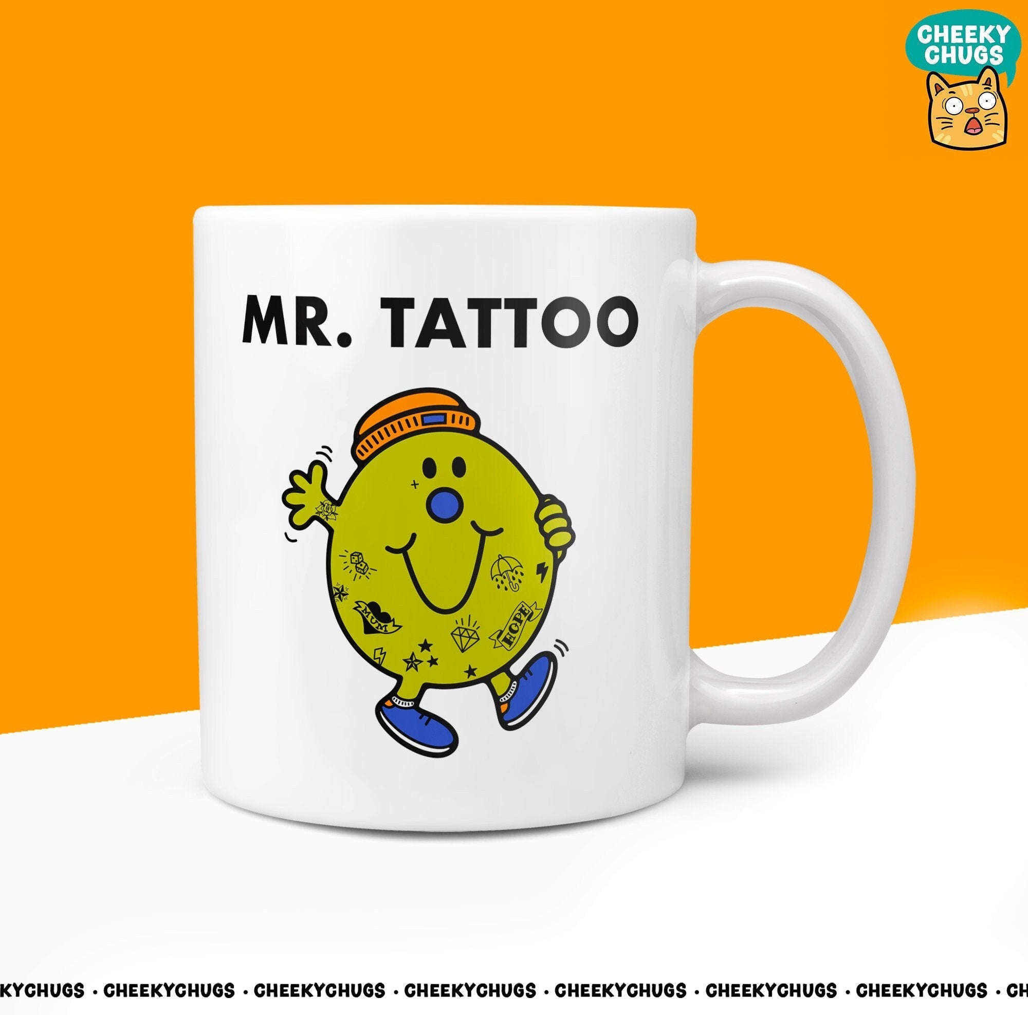 Novelty Mr TATTOO Mug Funny Men Mr Him Gift Secret Santa Present Unique Ceramic Novelty Office Birthday Christmas 10oz Coffee Tea Cup - CheekyChugs