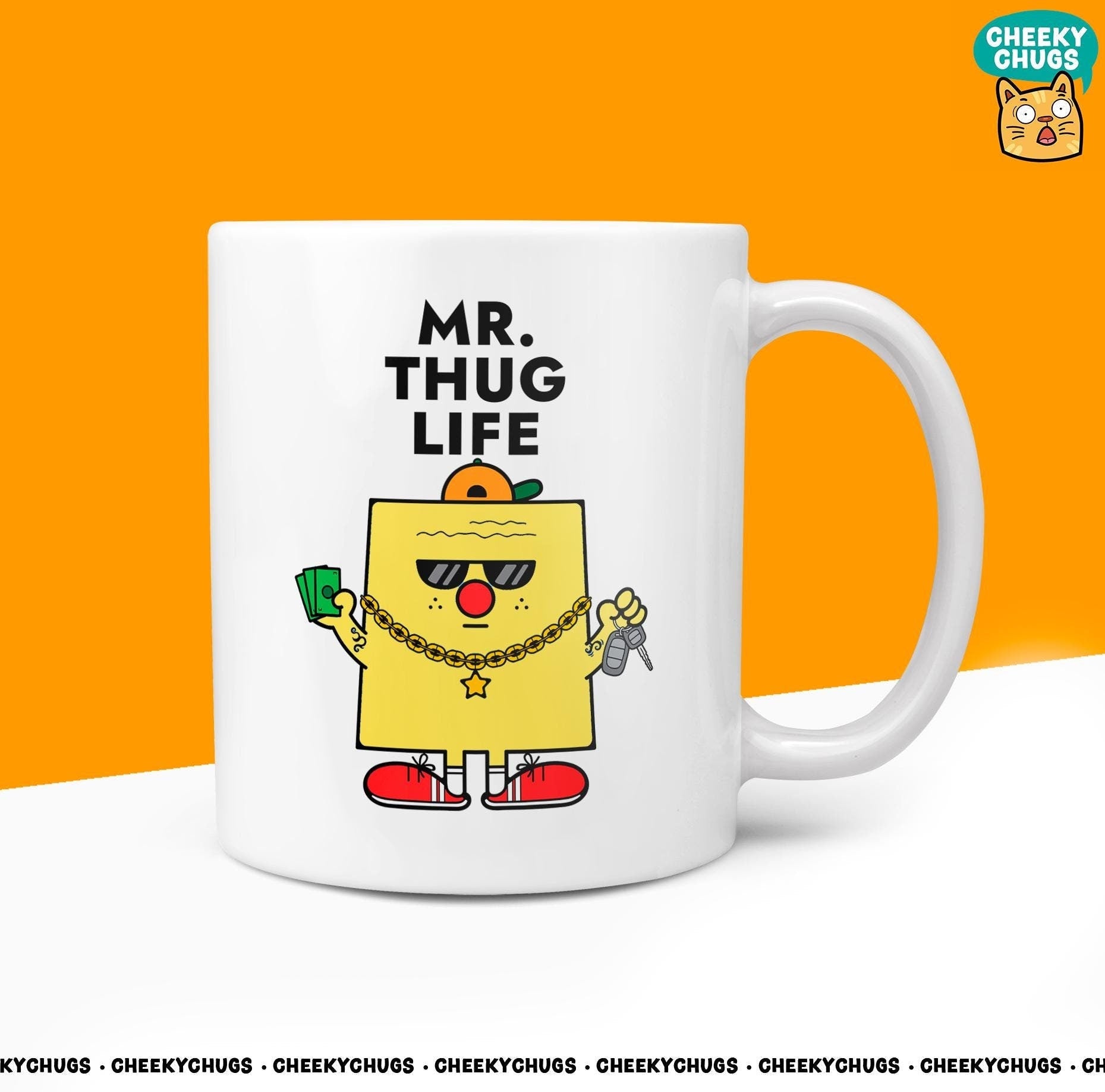 Novelty MR THUG LIFE Mug Funny Men Mr Him Gift Secret Santa Present Unique Ceramic Novelty Office Birthday Christmas Coffee Tea Cup - CheekyChugs