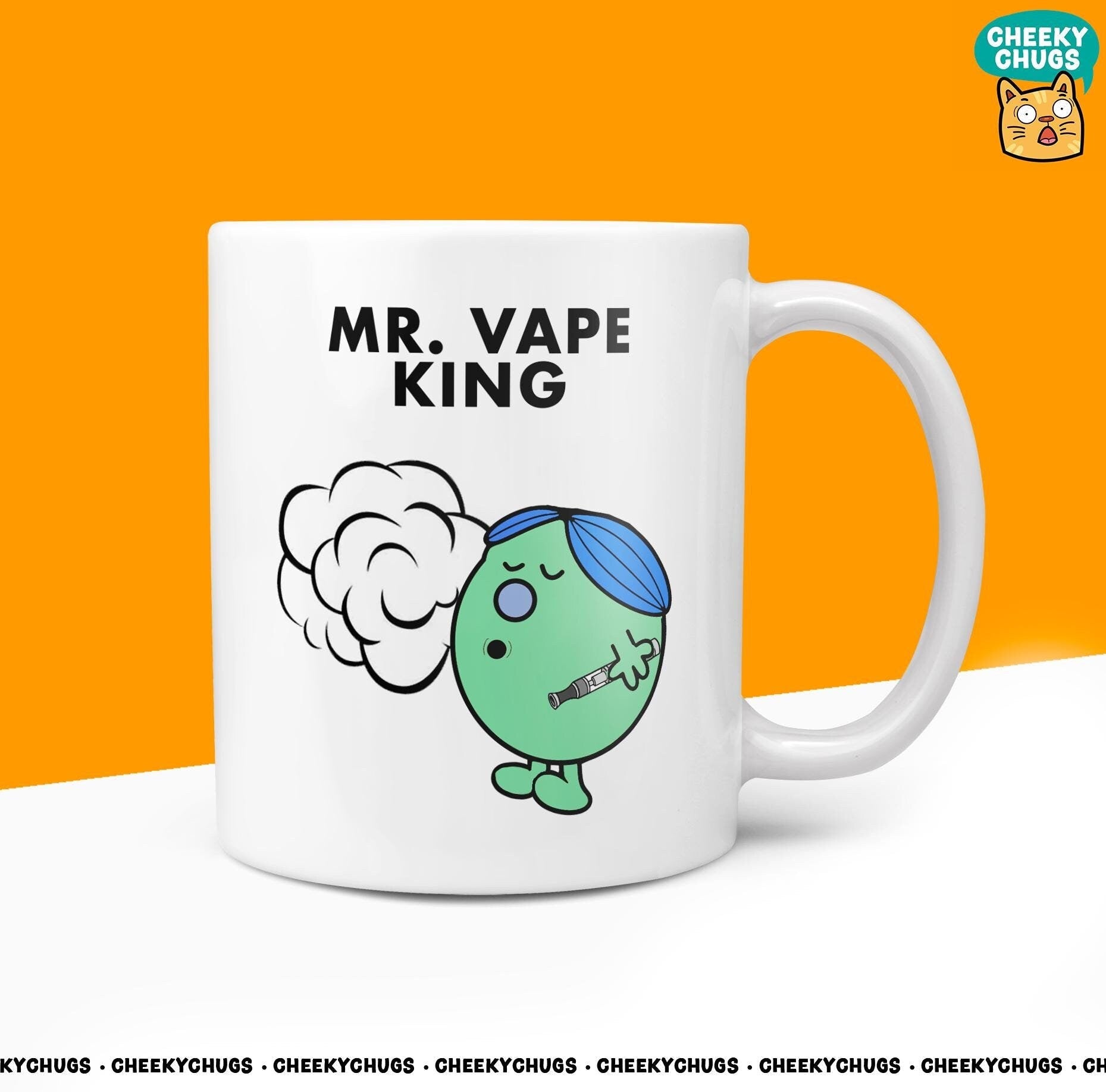 Novelty MR VAPE KING 10oz Coffee Mug - Funny Men Him Male Character Cup For Vaper Vaping Christmas Birthday Gift Present Friend Coffee Mugs - CheekyChugs