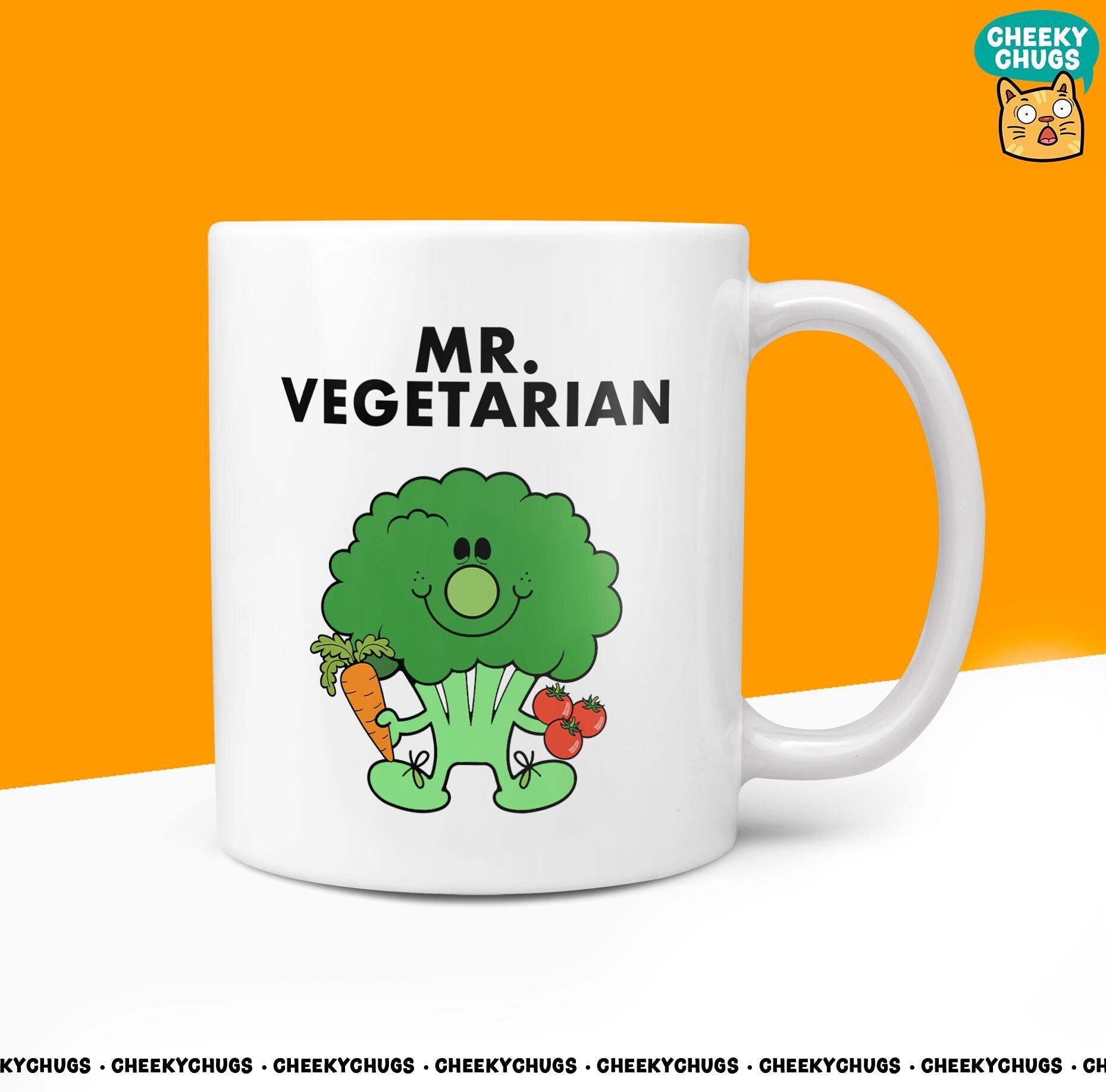 Novelty MR VEGETARIAN 10oz Coffee Mug - Funny Men Him Male Veggie Character Cup For Christmas Birthday Gift Present Friend Coffee Mugs - CheekyChugs