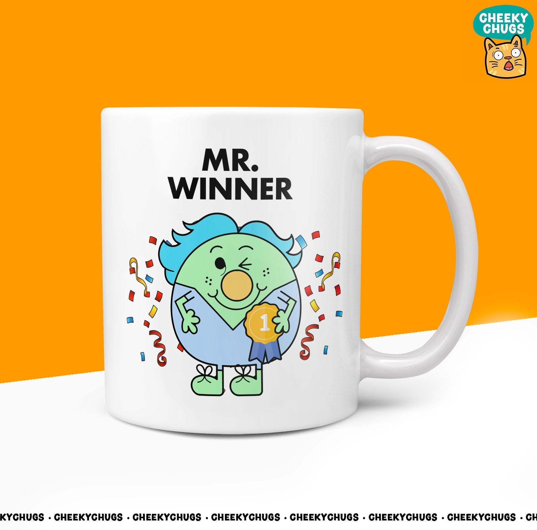 Novelty MR WINNER 10oz Coffee Mug - Gift For Him Men Male Funny Winners First 1st Place Well Done Secret Santa Gifts Mugs - CheekyChugs