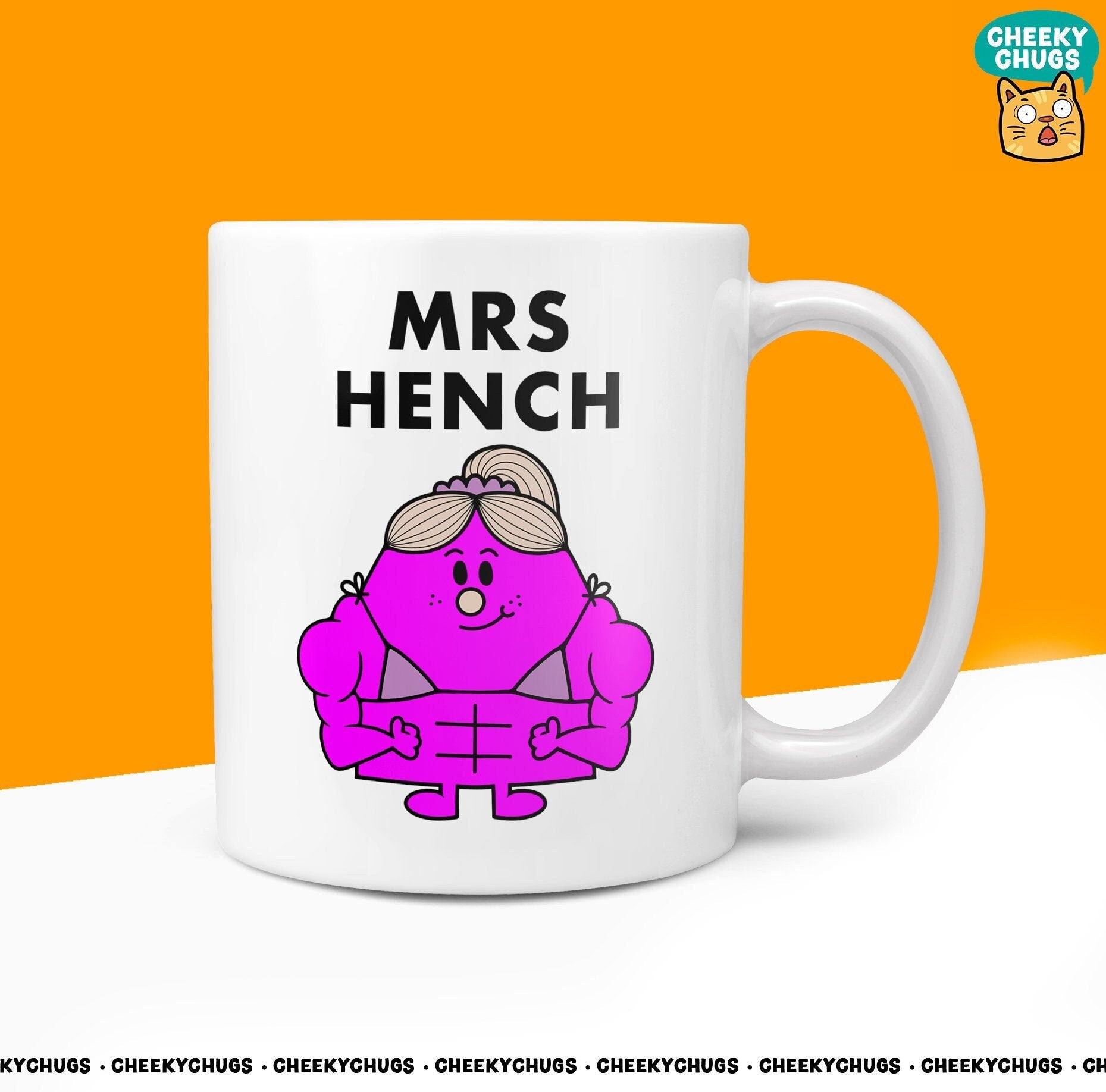 Novelty MRS HENCH 10oz Coffee Mug - Ideal Gym Enthusiast Illustration Gift For Women Miss, Weightlifting For Gym Fitness Her Design - CheekyChugs