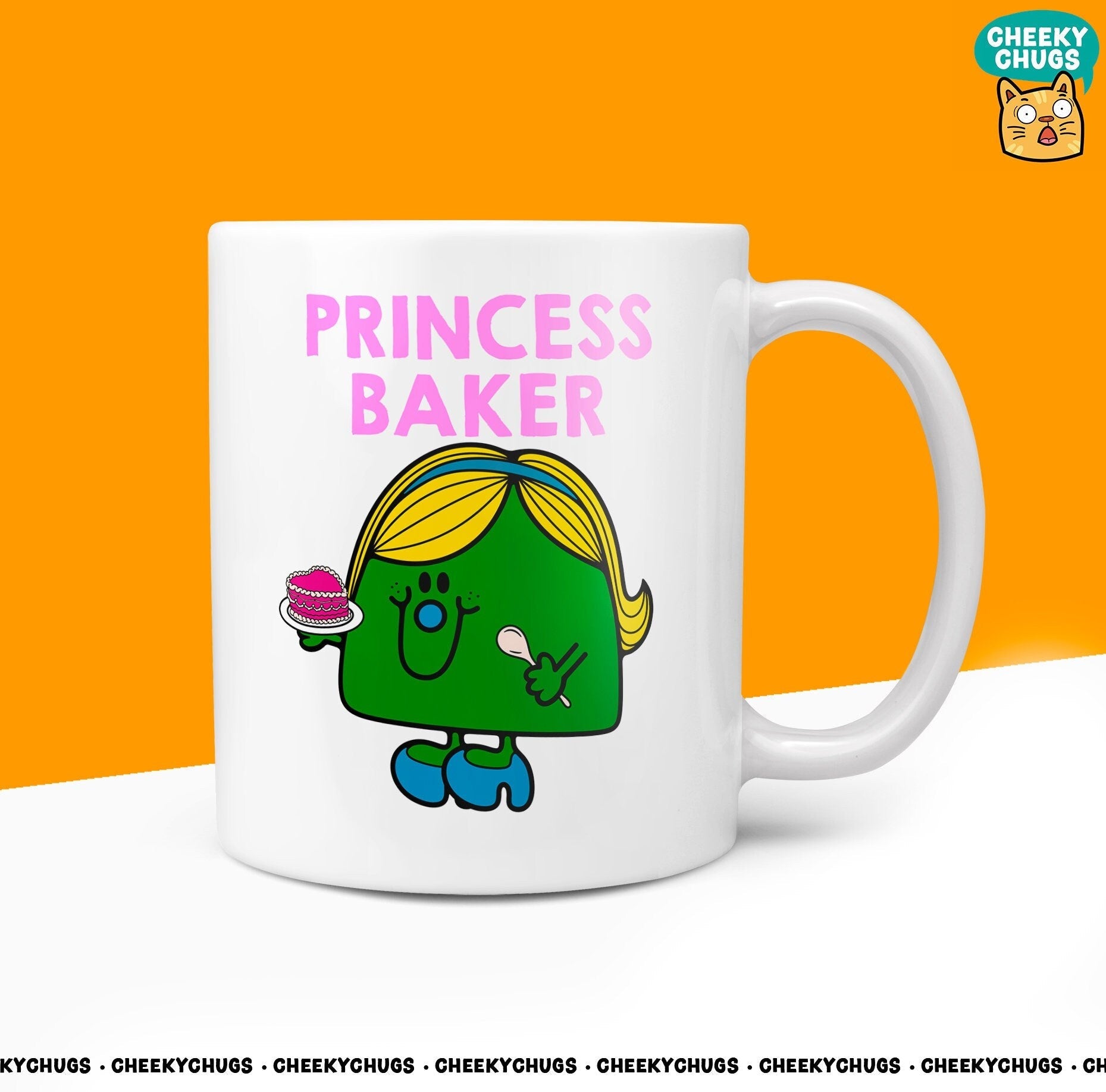 Novelty PRINCESS BAKER 10oz Coffee Mug - Gift for Baker Who Loves Baking Cakes, Unique Festive Girl Female Humour Design Bake Off for Her - CheekyChugs