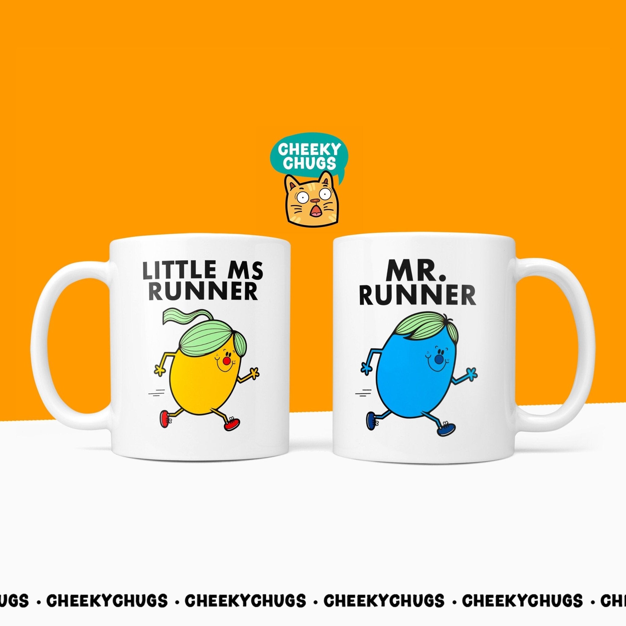 Novelty Set Of 2 Little Ms RUNNER & Mr RUNNER 10oz Mug Funny Novelty Mr Miss Gifts Office Friend Family Price For 2 Mugs In The Set - CheekyChugs