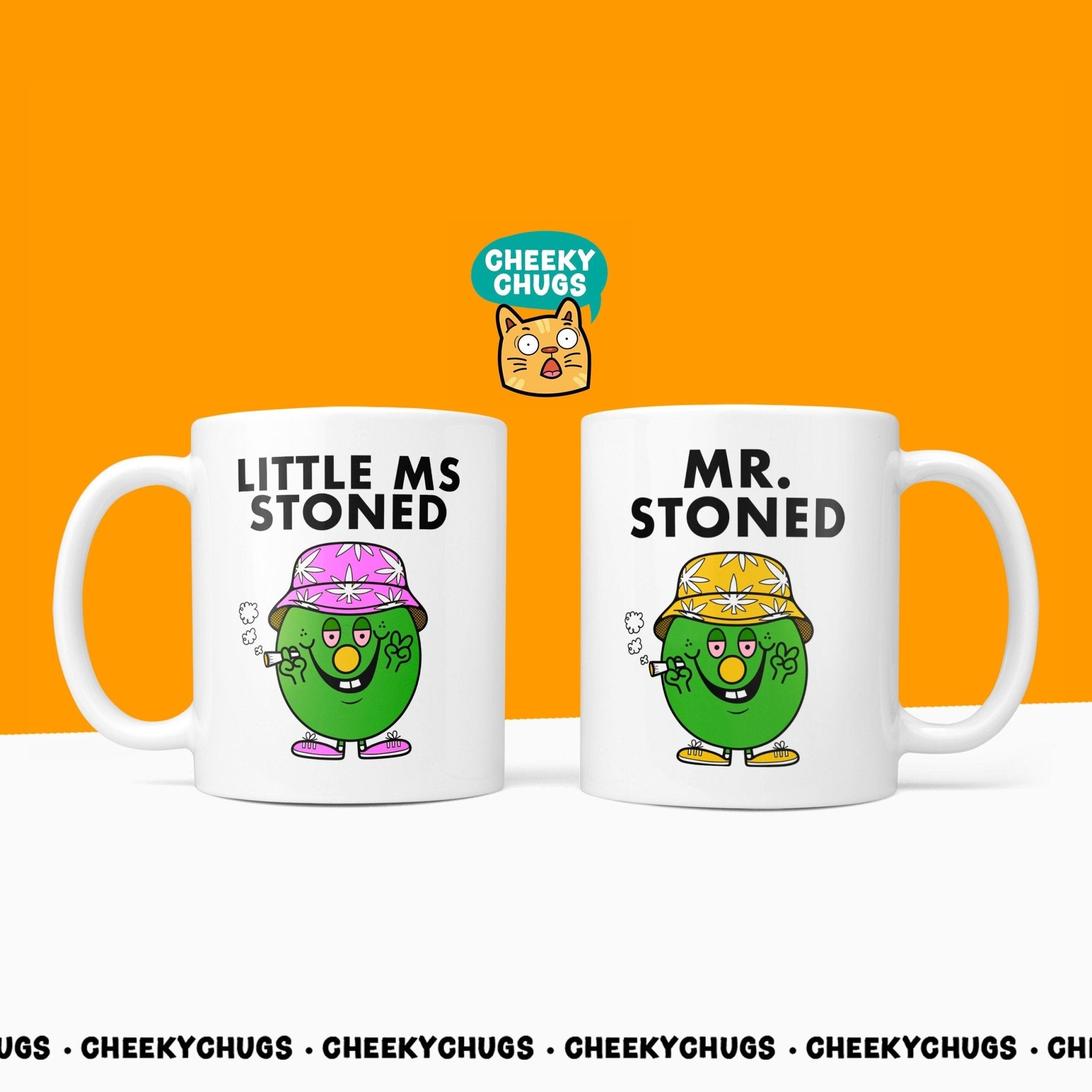 Novelty Set Of 2 Little Ms STONED & Mr STONED Stoner Weed Mug Funny Novelty Mr Miss Gifts Office Friend Family Price For 2 Mugs In The Set - CheekyChugs