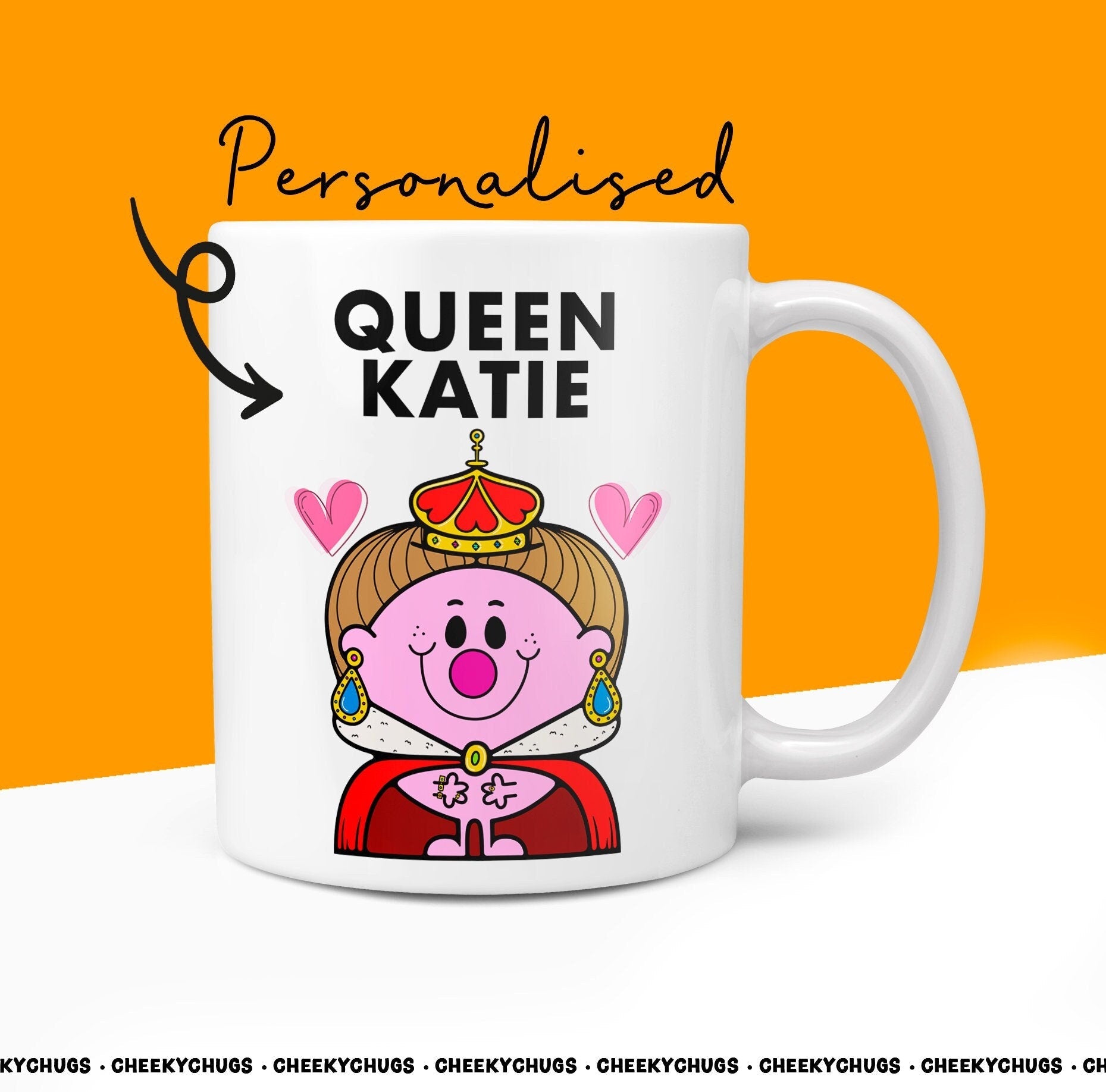 Personalised Custom Any Name QUEEN Friend Office Bestie Birthday Christmas Gift For Her Miss Novelty Gifts 10oz Coffee Tea Mug - CheekyChugs