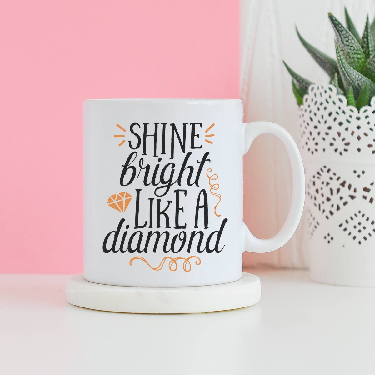 Shine Bright Like A Diamond Mug - Motivational mug, Gifts for him, Novelty mug, Unique mug, Rihanna Diamond Girls gifts, Gifts for her mug - CheekyChugs