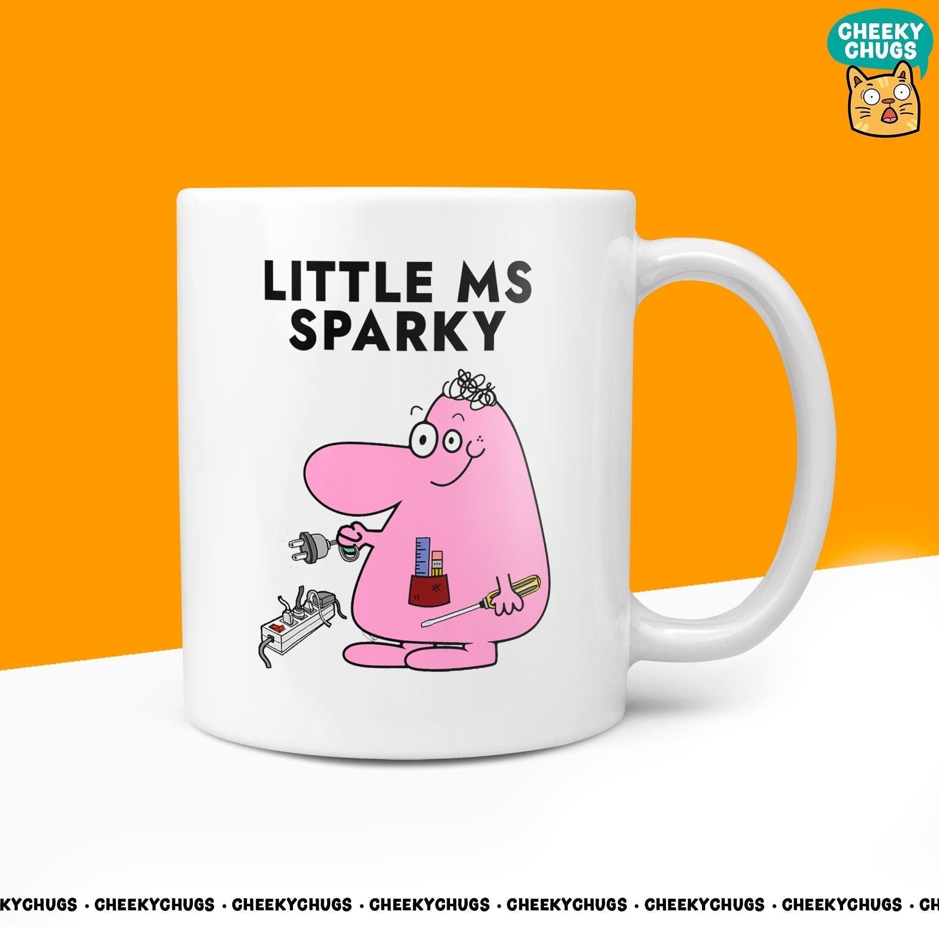 Unique LITTLE MS SPARKY Mug - Funny Women's Gift for Electrician Women Her Miss - Secret Santa Birthday Christmas - 10oz Ceramic Cup - CheekyChugs