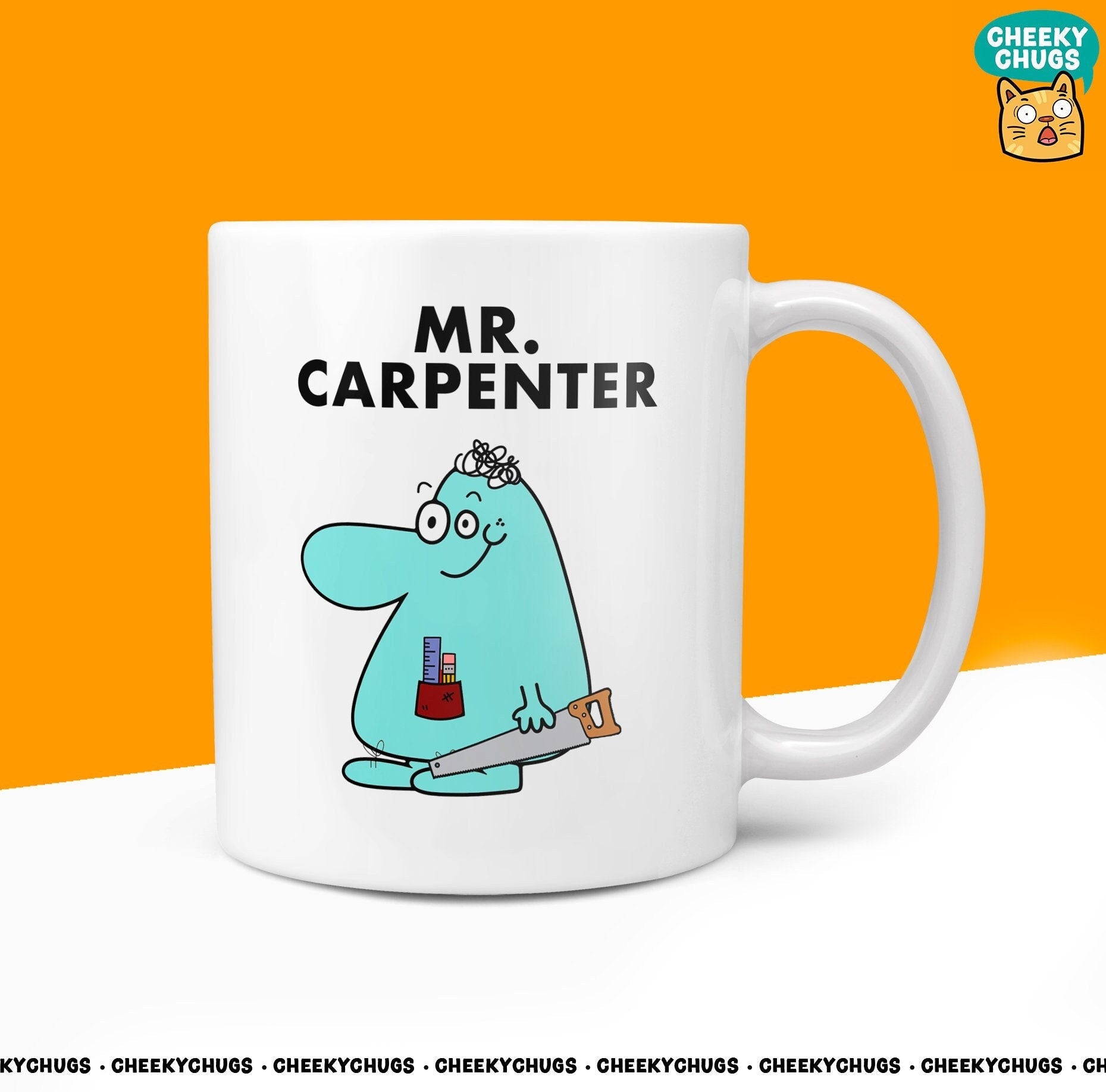 Unique MR CARPENTER Mug - Funny Mens Gift for Carpenter Wood - Secret Santa Birthday Christmas - 10oz Ceramic Cup - CheekyChugs