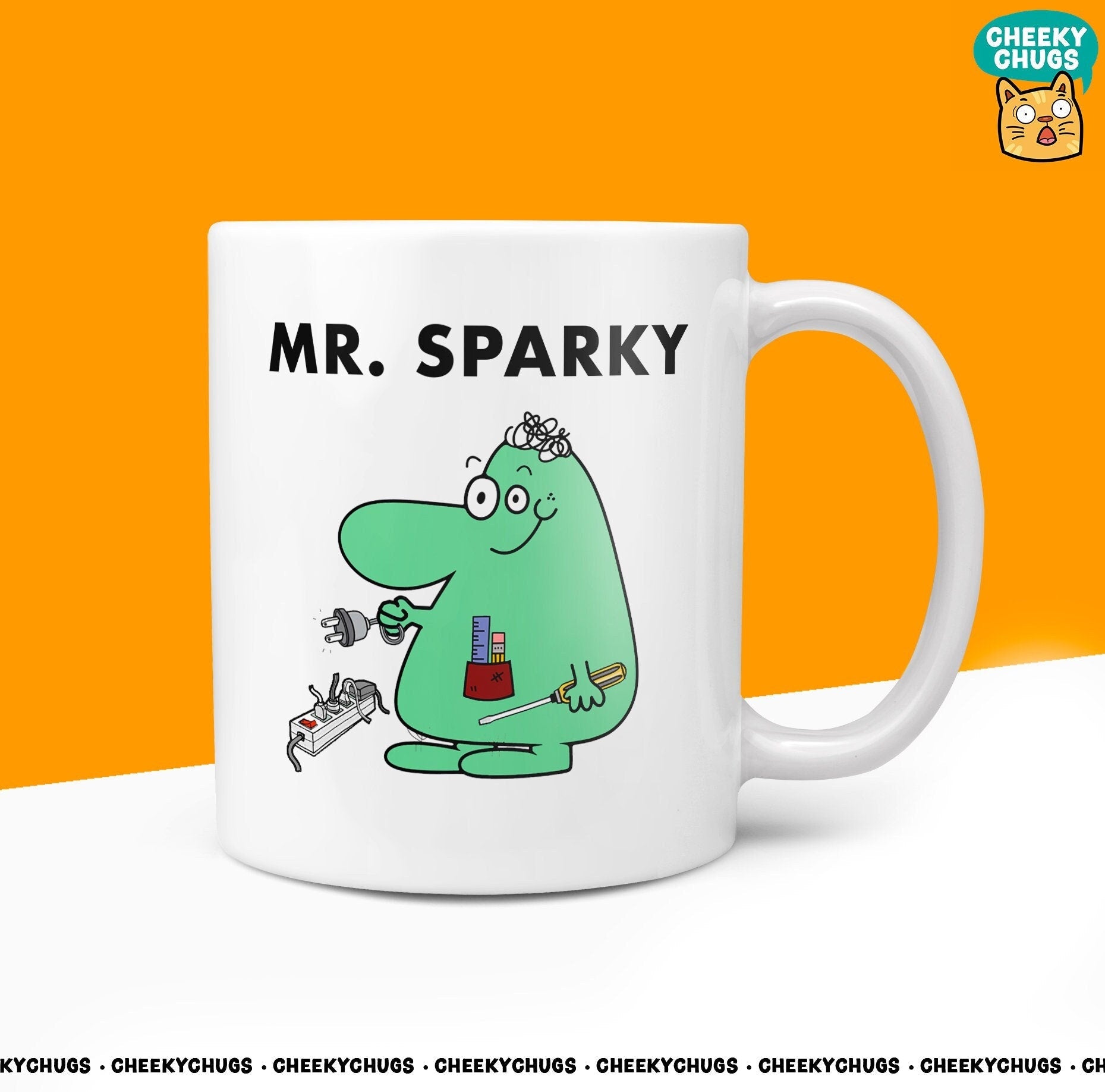Unique MR SPARKY Mug - Funny Mens Gift for Electrician Men Him - Secret Santa Birthday Christmas - 10oz Ceramic Cup - CheekyChugs