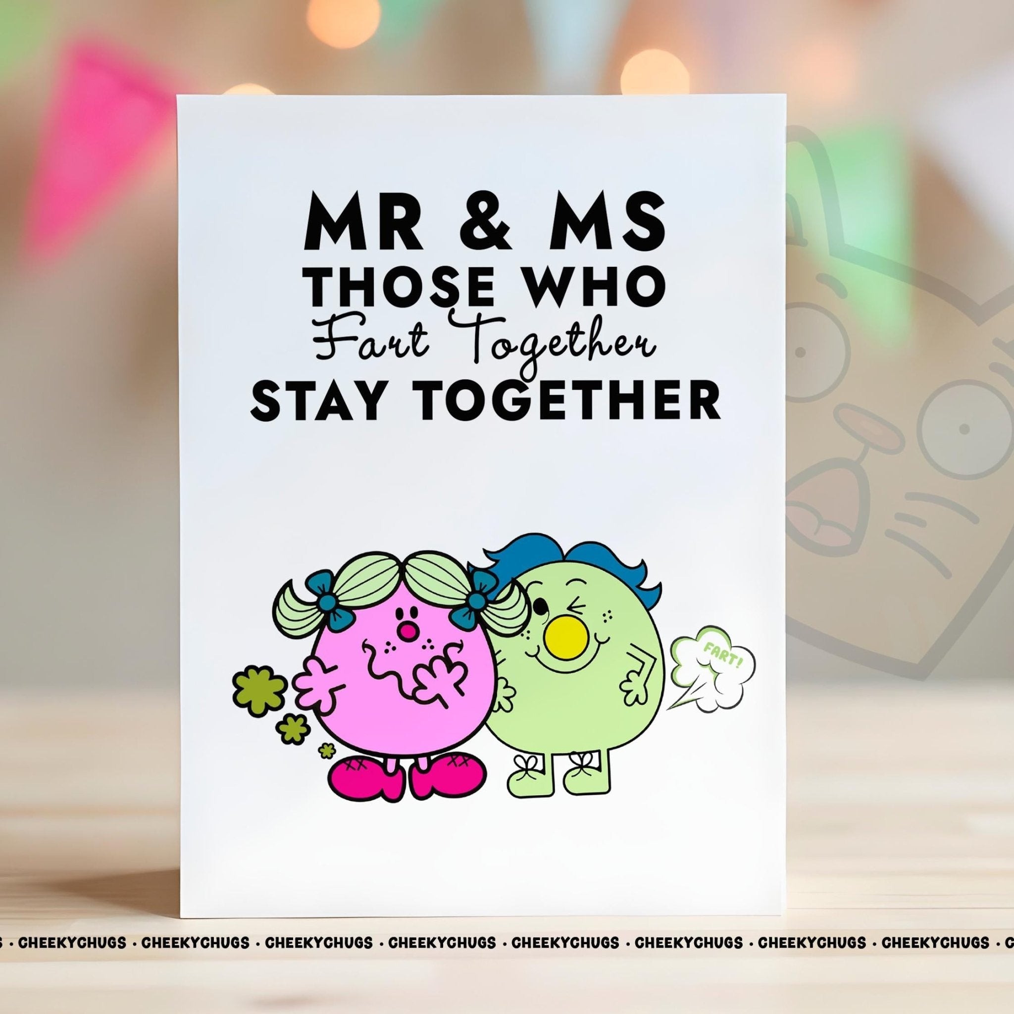 Valentines Card For Boyfriend Girlfriend Wedding Couples Women's Miss Men Feline Mr Ms FART TOGETHER Cards Card For Wife Husband - 0203 - CheekyChugs